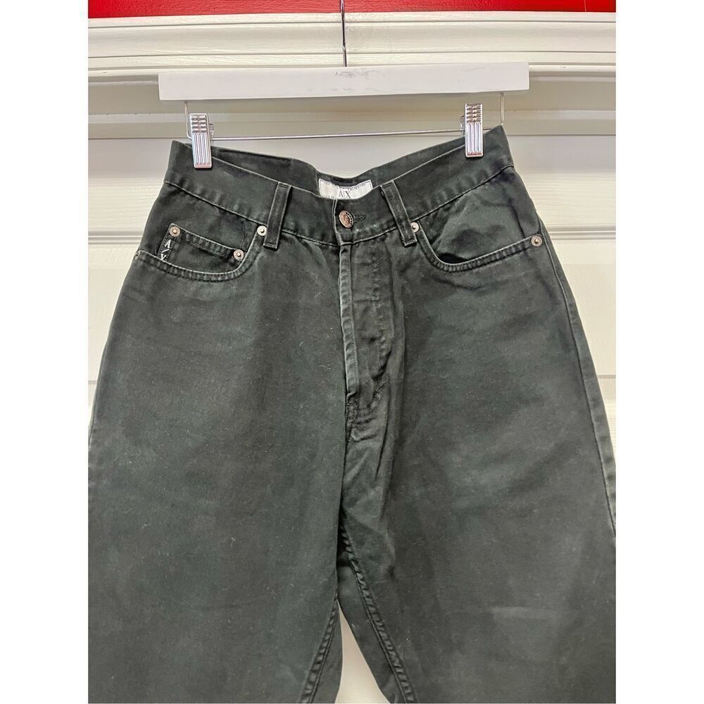 Armani Exchange Black High-Rise Retro Button Fly Relaxed Jeans sz 28 EUC